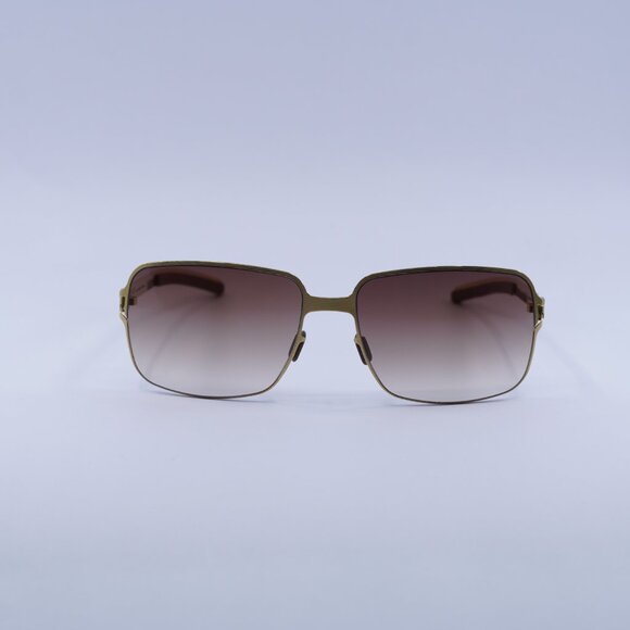 Mykita NO1 MAJA 006 Sunglasses Gold Rectangle Frame, Brown Gradient Lenses - Picture 2 of 9